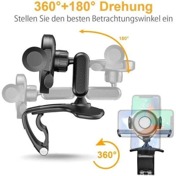 Biltelefonholder - LECOO - 360° Rotation - Silikone - Universal - Sort Black