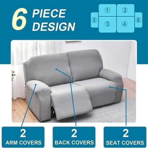 2-sits Stretch Fåtöljöverdrag Sofföverdrag med Ficka Ljusgrå