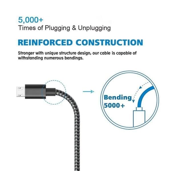 [3-pack] 3M Micro USB-kabel, Micro USB-laddningskabel för Samsung Galaxy S7 Edge S6 S5 S4 S3, Note 5, WIKO, ASUS, HUAWEI, HTC, LG
