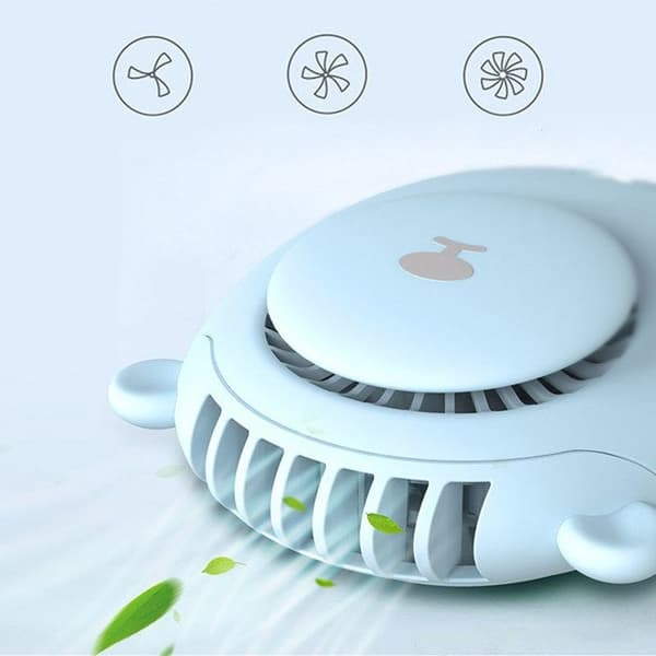 Bærbar Bladløs Hængende Halsventilator USB Genopladelig Mini Håndfri Køleventilator Blå