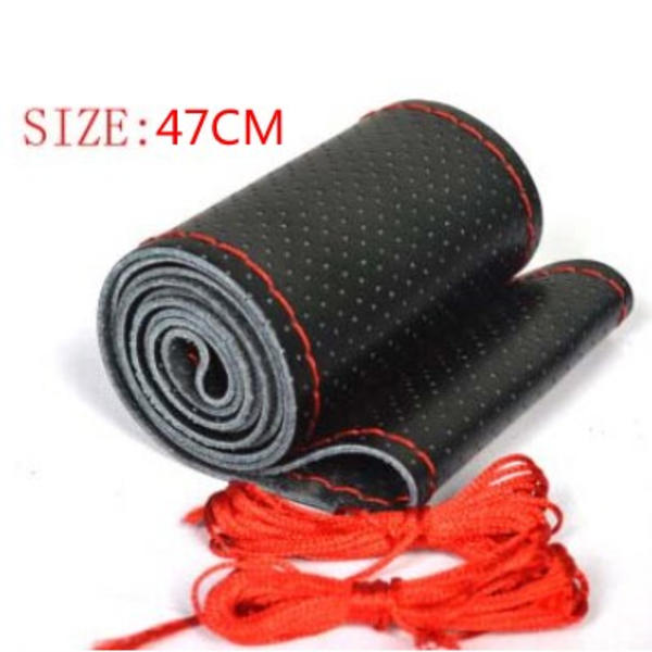 (47CM BLACK LINE RED)stort cover för RV Truck mikrofiber läder bilrattfläta Hållbar 47cm Anpassad storlek 47CM BLACK LINE RED