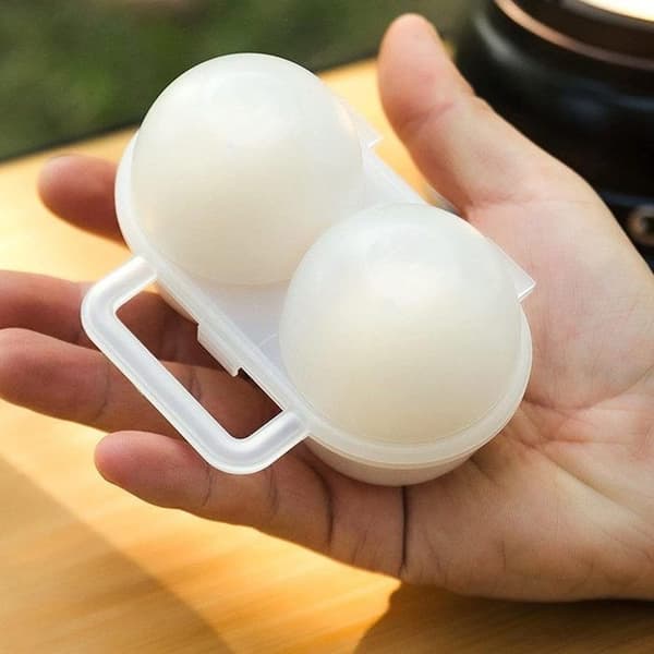 2-roms kjøleskap eggkopp, hvit eggoppbevaringsboks, utendørs camping plast eggboks