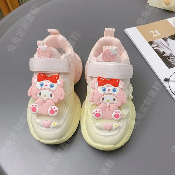 Anime Kawaii Sanrios My Melody Cinnamoroll Kuromi Barn Sneakers Tecknad Söt Luminous Daddy Skor Tjej Sammet Löparskor Present My Melody 13 36-22cm