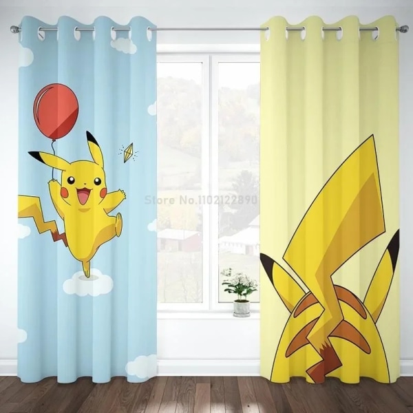 Japanska Pikachu Pokeman Animie 1 stycke Kawaii mörkläggningsgardiner Fönsterdraperier för vardagsrum Gardiner för barns julklapp 3 Custom made