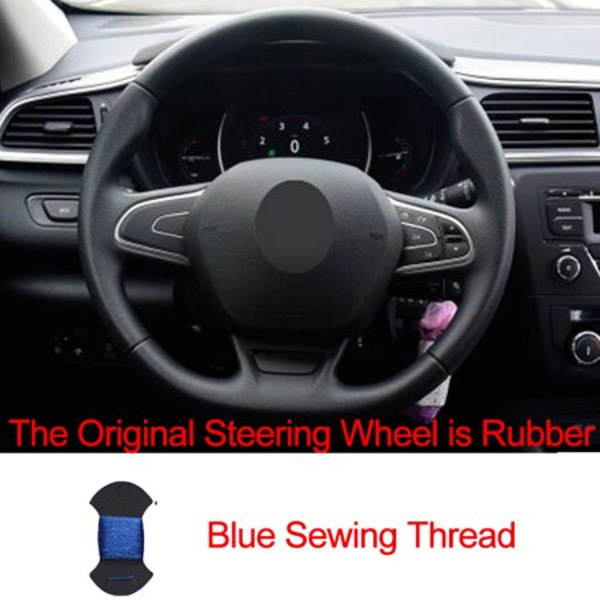 (Gummiblå)Handsydd cover till Renault Kadjar Koleos Megane Talisman Scenic 2016 2017 Volant fläta på ratten Rubber Blue