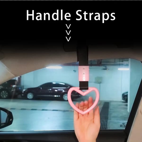 Håndstropp for håndtak og buss håndtak, 1 rom, biltilbehør, bilstil, hjerteformet stropp, front slepekrok