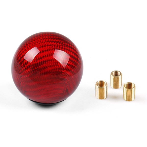 5/6-växlad växelspaksknopp i äkta kolfiber JDM rund kulform Manuell växelväxelspaksknopp M8x1,25 M10x1,25 M10x1,5-kulform Röd Ball Shape Red