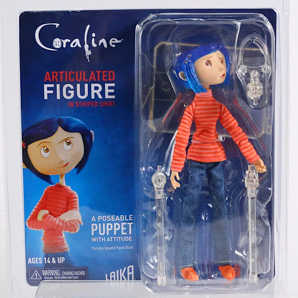 NECA Coraline i randig skjorta/gul regnkappa 7" ABS/PVC Action Figure Toy Doll C