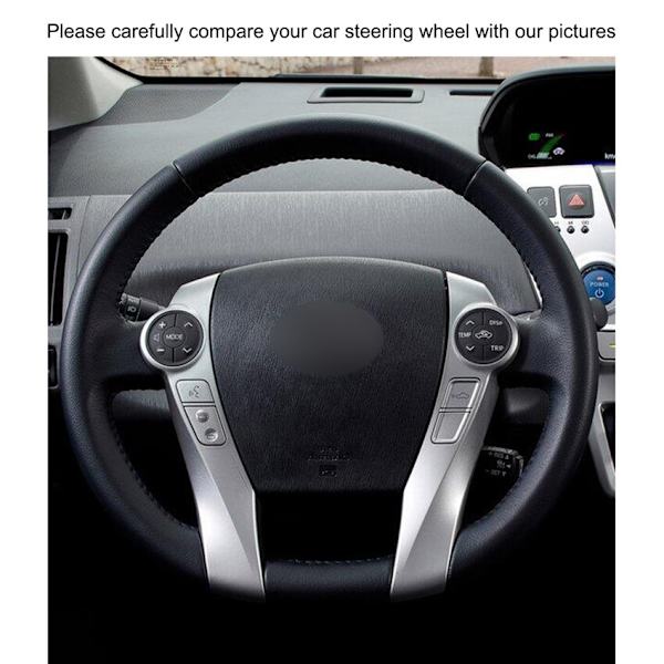 Handsömnad svart PU konstläder bilrattsskydd för Toyota Prius 30(XW30) 2009-2015 Prius C(US)2012-2017