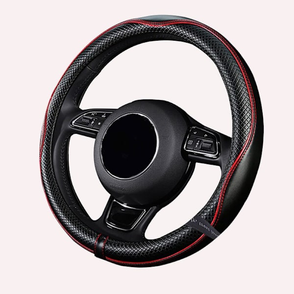 (Blå)38cm Bilratt i äkta läder Cover Bärbar Universal Coprivolante Bilinredningstillbehör Röd Blå Svart Blue