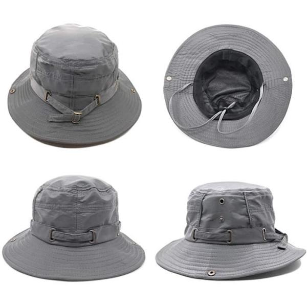 (Grå) Solhatt - Anti UV - Grå - Vanntett Polyester - Justerbar Snor - One Size gray
