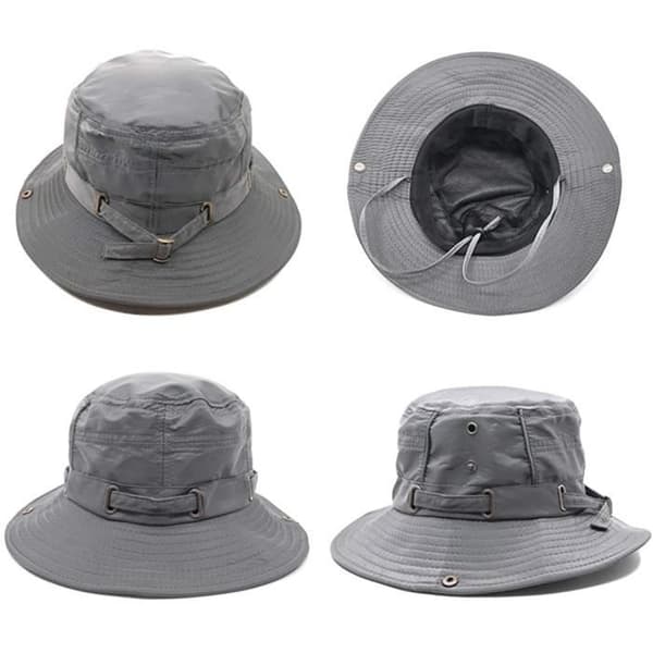 (grå) Solhatt - Anti-UV - Grå - Vattentät Polyester - Justerbar Snodd - One Size gray