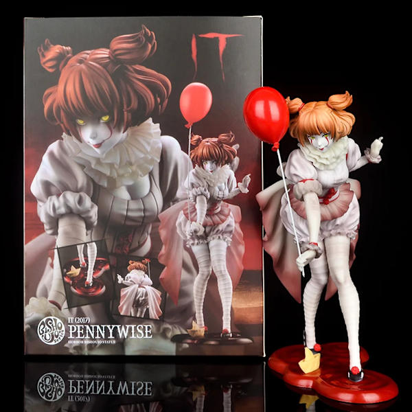 Med LED-ljus NECA Stephen Kings Pennywise Joker Clown PVC Action Figur Modell Leksaker Skräckdocka Collection Present för barn G With  box