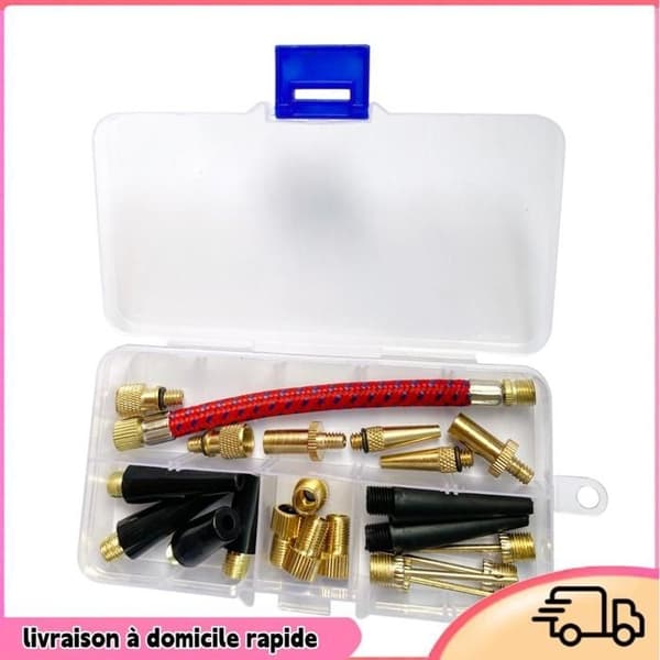 Ventiladapterkit, 21 st Mässing Ventiladapter DV AV SV Set Pump Inflationsventiladaptrar
