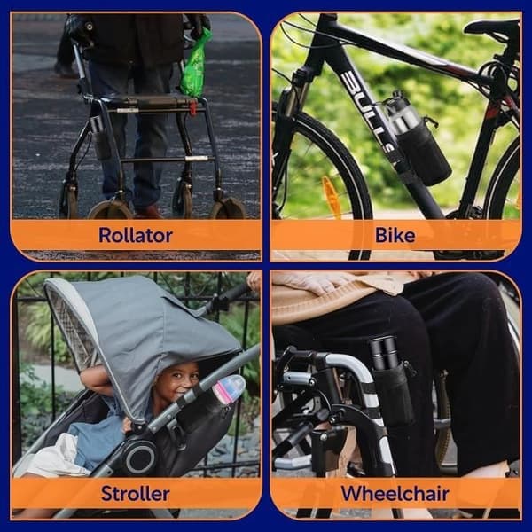 Mugghållare för rollator, rullstol, cykel, barnvagn