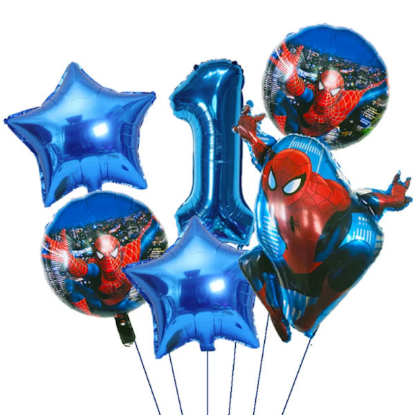 6st Marvel Super Hero Spiderman Set Barn Födelsedagsfest Dekoration Baby Shower Uppblåsbar Pojkar Toy Globos 0