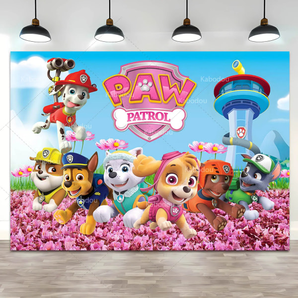 Anpassad Skye Everest Paw Patrol Bakgrund Flicka Barn Födelsedagsfest Bakgrund Fotografi Valp Hund Banner Inredning Fotostudio Paw Patrol 1 Vinyl 125x90cm