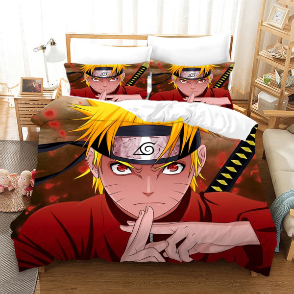 Anime Naruto Sängkläder Set för barn Pojkar Dubbelt cover Täcken Set Akatsuki Itachi Sasuke Kakashi Lakan Baby Överkast L AU Double 180x210cm