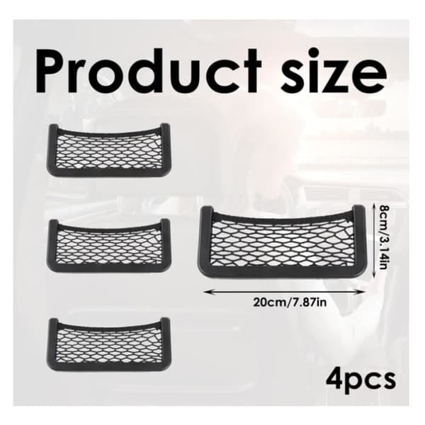 Opbevaringsnet - Høj kvalitet - 20 x 8 cm - Elastisk - Selvklæbende - Sort Black
