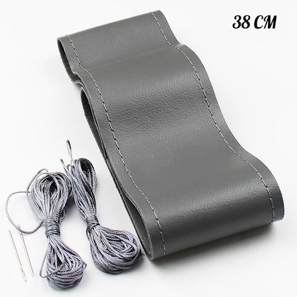 (A-Grå) Äkta läder 38 cm 36/40/42 cm 15 tum Bilratt Cover Universal Bilinredningstillbehör Interiöröverdrag A-Gray