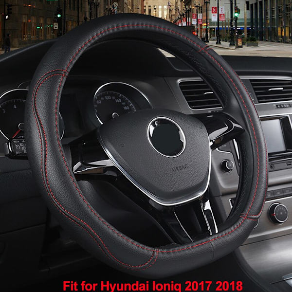 (Röd tråd) Cover D Form för Hyundai ioniq 2016 2017 2018 2019 2020 PU Läder Car Styling Auto Protector Red Thread