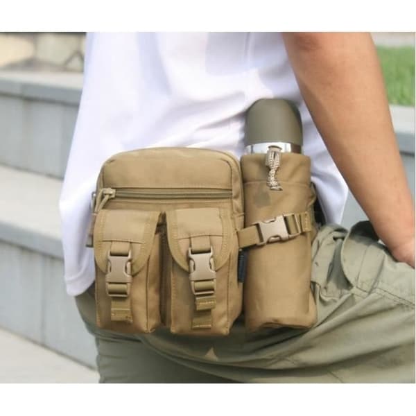 (Khaki) Väska - 600D Nylon - Khaki - Justerbart bälte Khaki