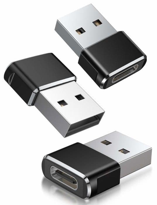 USB - USB C -sovitin, 3 kpl, Type C naaras - USB uros -latauskaapelisovitin