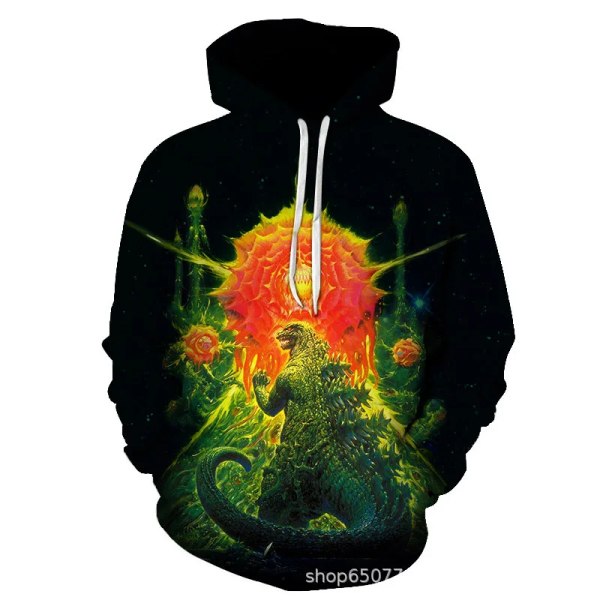 Godzilla Cosplay Hoodies Anime King of The Monsters Harajuku 3D print Mode Män Dam Sweatshirt Barnens Halloween kostymer 2 110cm