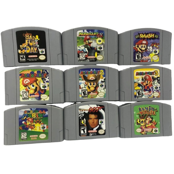 N64 Gaming Card Series 64 Bit Mary Rook Mario Kart Super smash party USA Version N64 Video Game Cartridge Card English Language BANJO-TOOIE