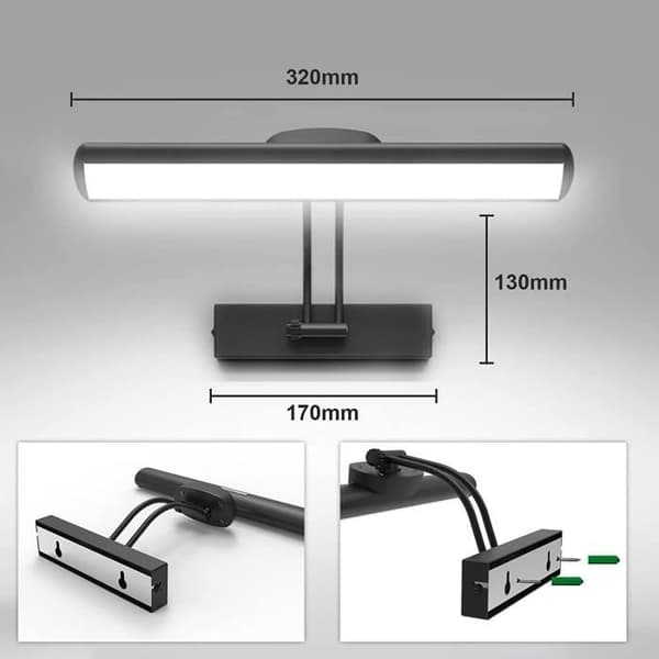 Fjernkontroll vegglampe, trådløs LED bildelampe, roterbart LED lampehode med timer