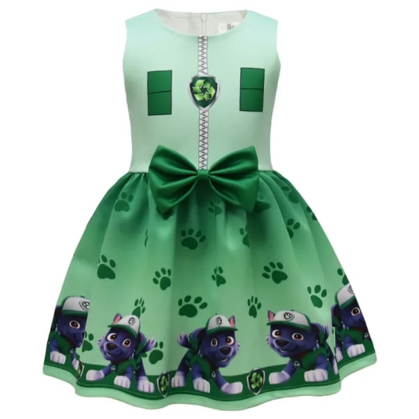 Paw Patrol Anime Barnkläder Tecknad Patrol Canine Girl Dress Digital Perifer Printing Girl Bowknot Dress Party Bal green 130cm