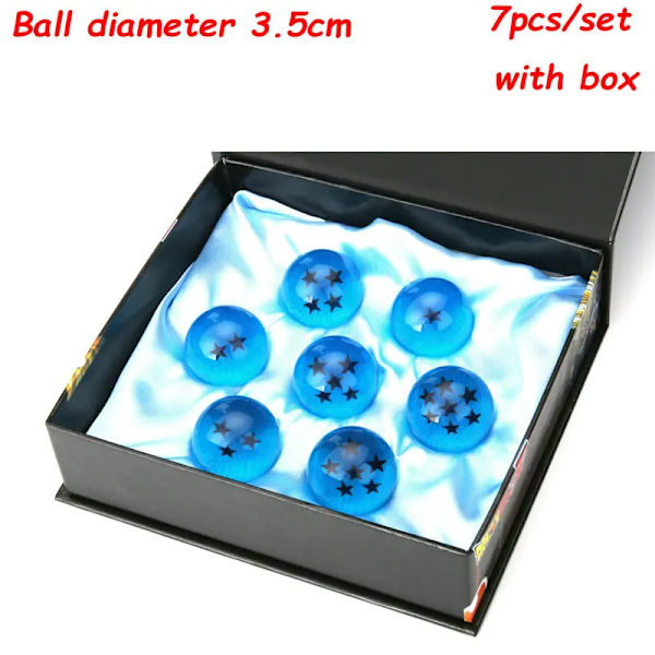 7 st/ set Dragon Ball 7 stjärnor Kristallkula 2,7/3,5/CM Hartsfär Action Figur Modell Prydnad Barnleksaker för pojke Julklappar 7pcs with box 3.5cm
