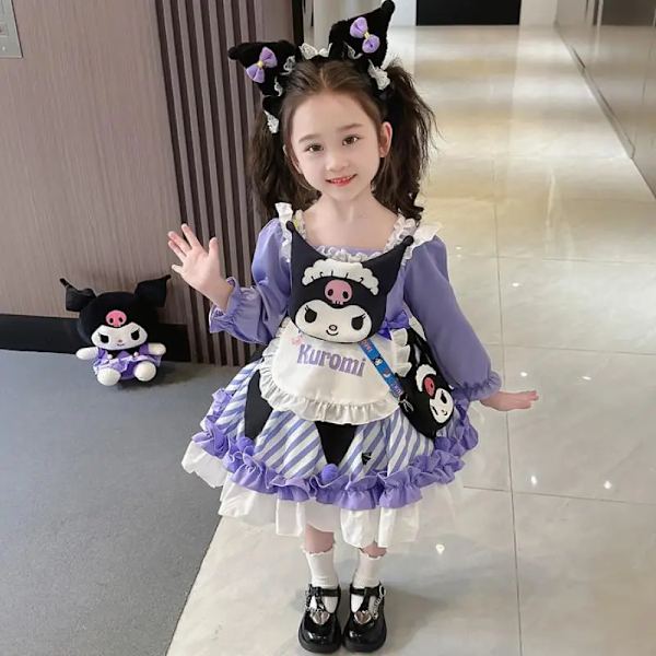 Anime Kawaii Sanrios My Melody Kuromi Lolita Barn Prinsessklänning Bekväm Söt Söt Tjej Tutu-kjol Toddler Födelsedagskläder Kuromi 12 100 cm