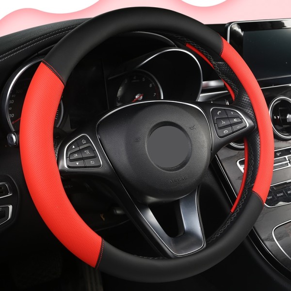 (Röd) Cover 5 färger för kvinna tjej Andas fläta på ratten Funda Volante Universal Auto Car Styling Red