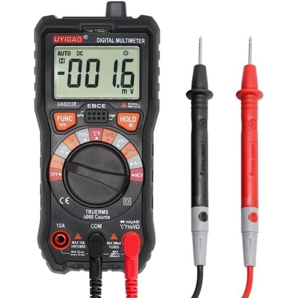 UYIGAO Digital Multimeter Auto Range Multi-Tester til måling af DC-spænding, AC-spænding, strøm