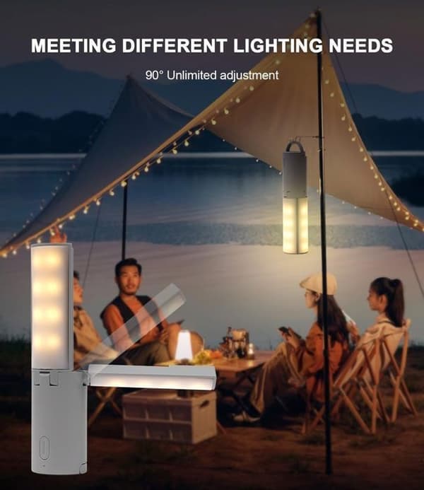 LED Campinglys Oppladbart, Bærbart Sammenleggbart Campinglykt, 4000mAh Oppladbart Campinglys, 5 Moduser White