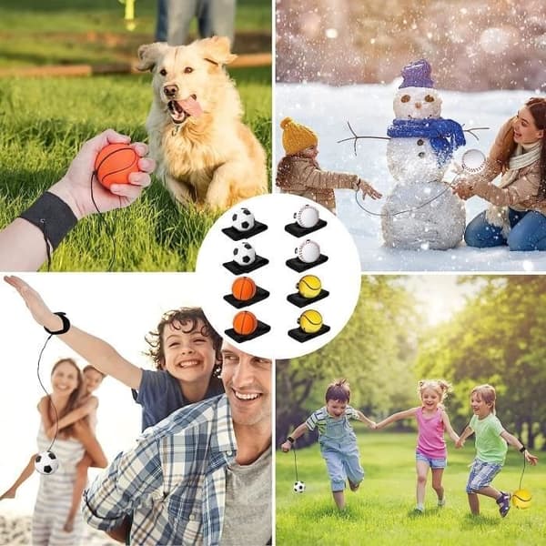Pieces Bouncing Håndledsbolde, Håndledsbåndbolde med Reb, Håndledsreturbolde Armbåndslegetøj