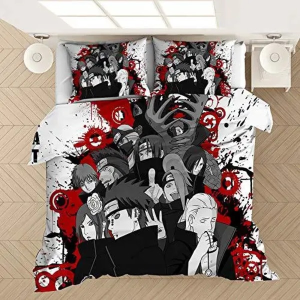 Anime Naruto Sängkläder Set för barn Pojkar Dubbelt cover Täcken Set Akatsuki Itachi Sasuke Kakashi Lakan Baby Överkast O AU King 245x210cm