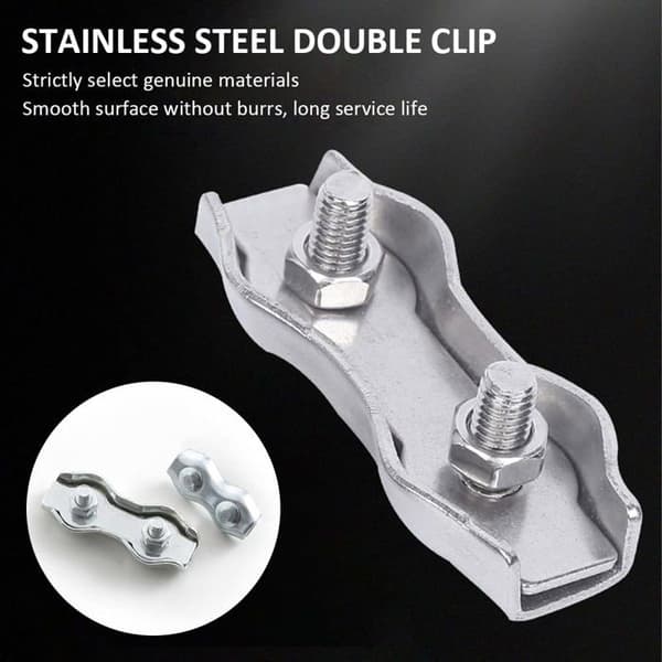 Stålkabelbindere, Duplex Clips, M4 Dobbelte Kabelbindere, Rustfri Stål Dobbelte Kabelbindere, M4 Rustfri Stål Kabelbindere, 4 Stykker