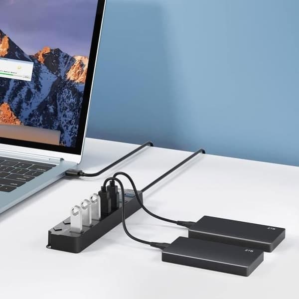 Port USB Hub Splitter USB 30 Multi-Hub Adapter Multi-Port USB Strømadapter med Kontakter og Indikatorlys