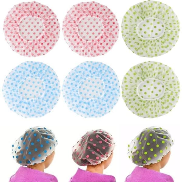 Brusehætte Elastisk Badehat Genanvendelig Hat med Elastiske Bånd (6 STK, 2 Grønne 2 Blå 2 Pink)