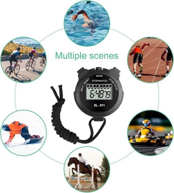2 STK. Stopur, Bærbart Dommer Stopur Timer, Nedtællingstimer Sports Timer, Børne Stopur, Løb