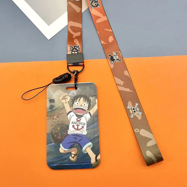 One Piece ID-korthållare Luffy Zero Anime Runt med Lanyard Arbete Busskort Fodral Tecknad Söt Korthållare Tillbehör Present 4 lanyard 11X7cm