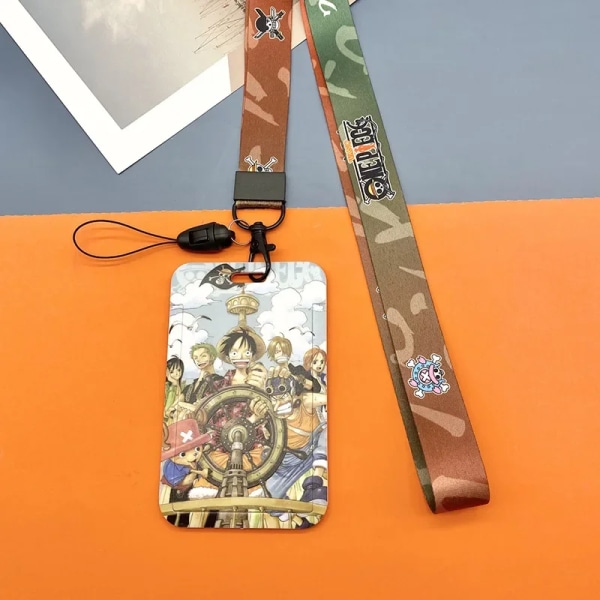 One Piece ID-korthållare Luffy Zero Anime Runt med Lanyard Arbete Busskort Fodral Tecknad Söt Korthållare Tillbehör Present 9 lanyard 11X7cm