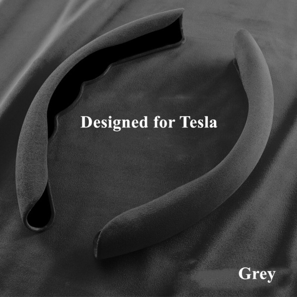 (GRÅ)Alcantara Mocka Cover För Tesla Model 3 YSX Svart Röd Anti-päls Passform OD Form Rund Form Enkel Installation 4 Seasons GRAY