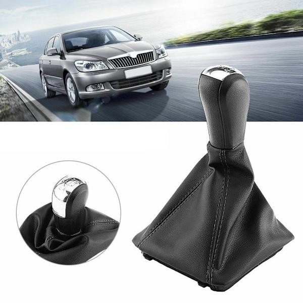 5-växlad växlingsknopp Växelspak Stick Damask Boot Cover för Skoda Octavia 2004-2008 2009 2010 2011 2012 Biltillbehör-