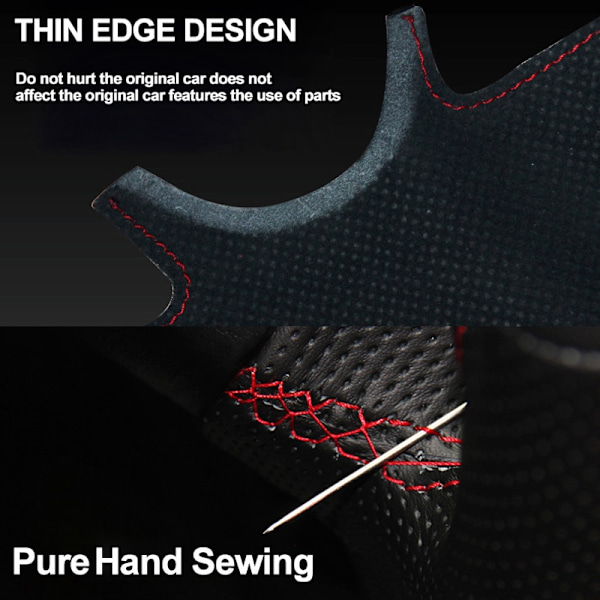 (Svart tråd)Handsömnad Cover Top Cow Läder Fläta på ratten För Land Rover Range Rover 2003-2010 2011 2012 Black Thread