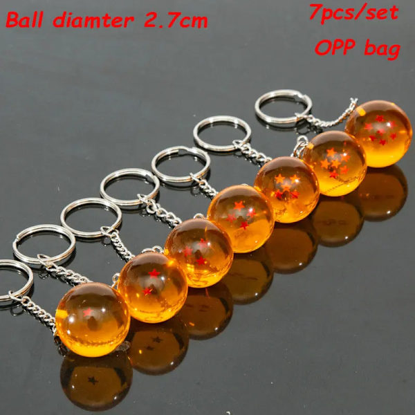 7 st/ set Dragon Ball 7 stjärnor Kristallkula 2,7/3,5/CM Hartsfär Action Figur Modell Prydnad Barnleksaker för pojke Julklappar 7keyring opp 2.7cm