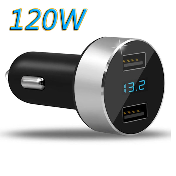 200W Billaddare Dubbla Portar Snabbladdning QC3.0 USB Adapter Biltelefonladdare En Port 100W USB-omvandlare För iPhone Samsun 120W Sliver