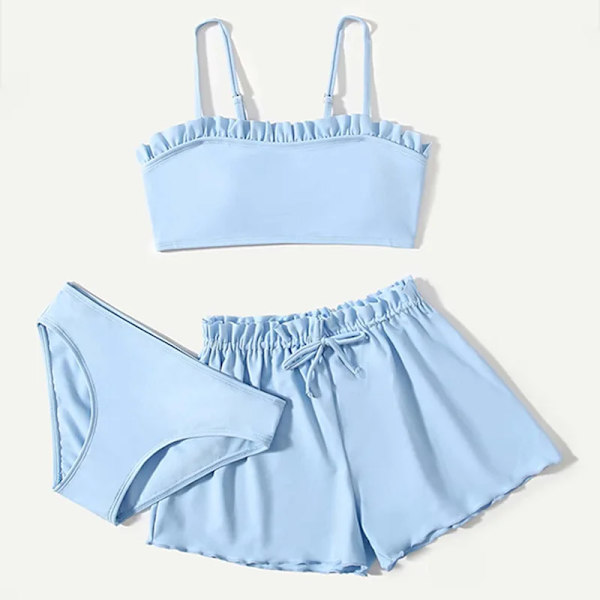 Sommar Kawaii Barn Flickor Sanrios 3st Baddräkt Anime Kuromi My Melody Hellokittys Cinnamoroll Tecknad Väst Kalsonger Shorts blue-A 140